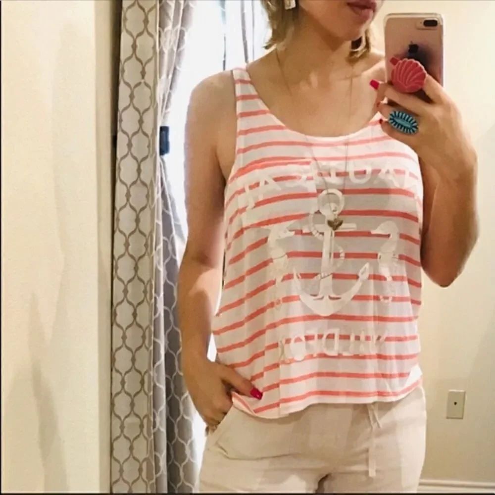 Wildfox striped nautical print tank top size small